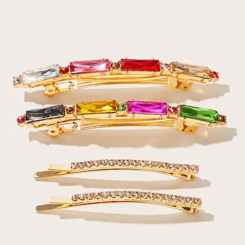 Colourful Rhinestone & Gemstone Engraved Hairclips
